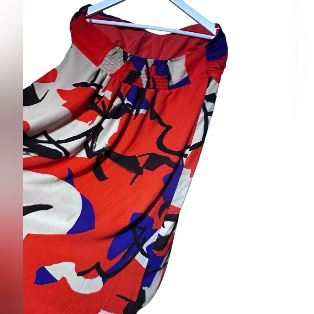 Abstract Print Flowy Swim Suit Cover Or Sexy Top Strapless Flowy Beautiful XL - Picture 9 of 15